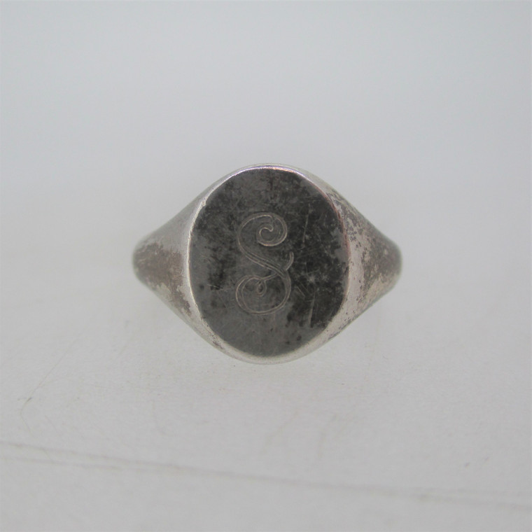 Vintage Sterling Silver Engraved Initial Ring Size 3 1/2 