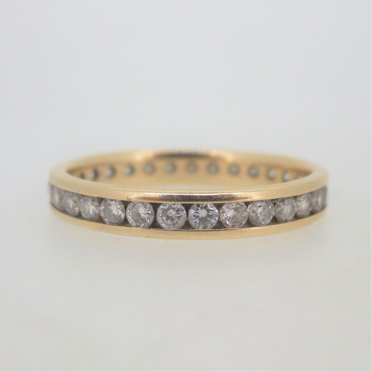 14k Yellow Gold Approx 1ct TW Diamond Eternity Band Ring Size 9