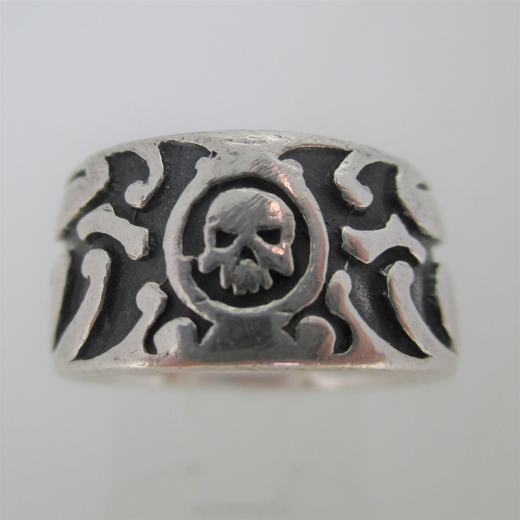 Sterling Silver Skull and Bones Ring Size 6