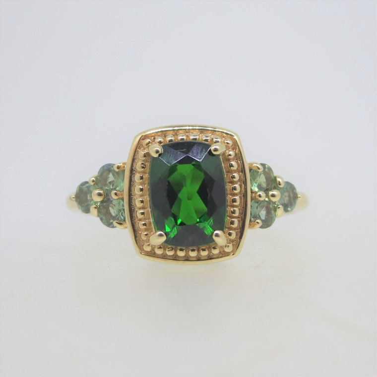 10k Yellow Gold Chrome Diopside Fashion Ring Size 9