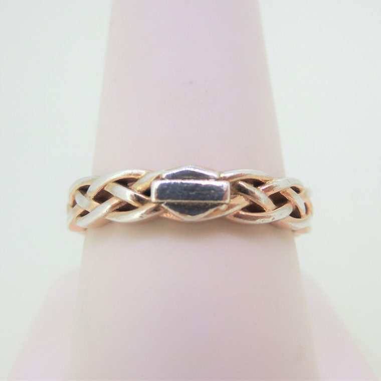 Sterling Silver Harley Davidson Braided Ring with Rose Gold Tone Size 9