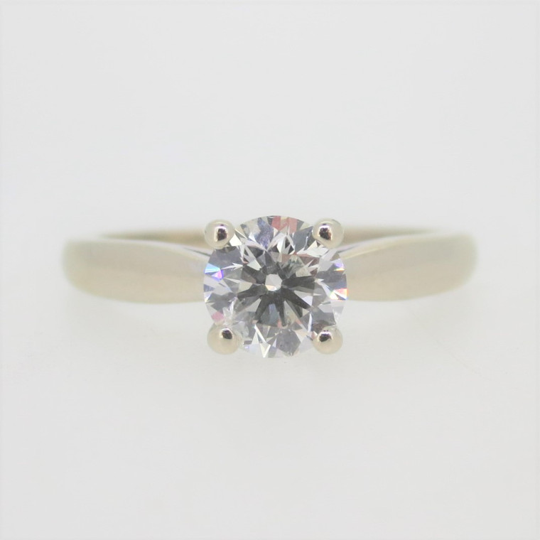 14k W Gold Approx .55ct Diamond Solitaire Engagement Ring 'I Love You' Sz 4 3/4
