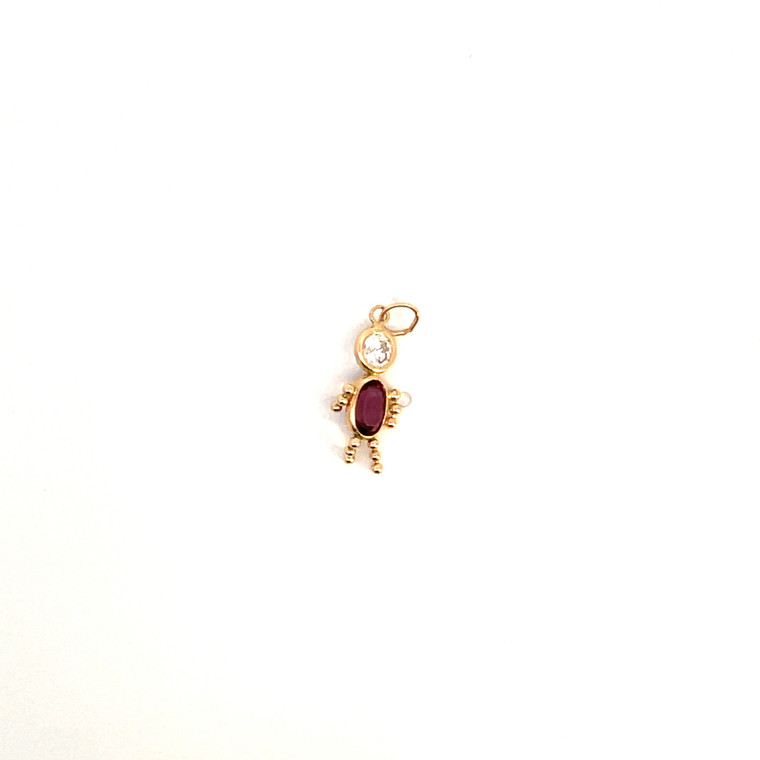 14k Yellow Gold Created Amethyst February Birthstone Dangle Boy Pendant Charm