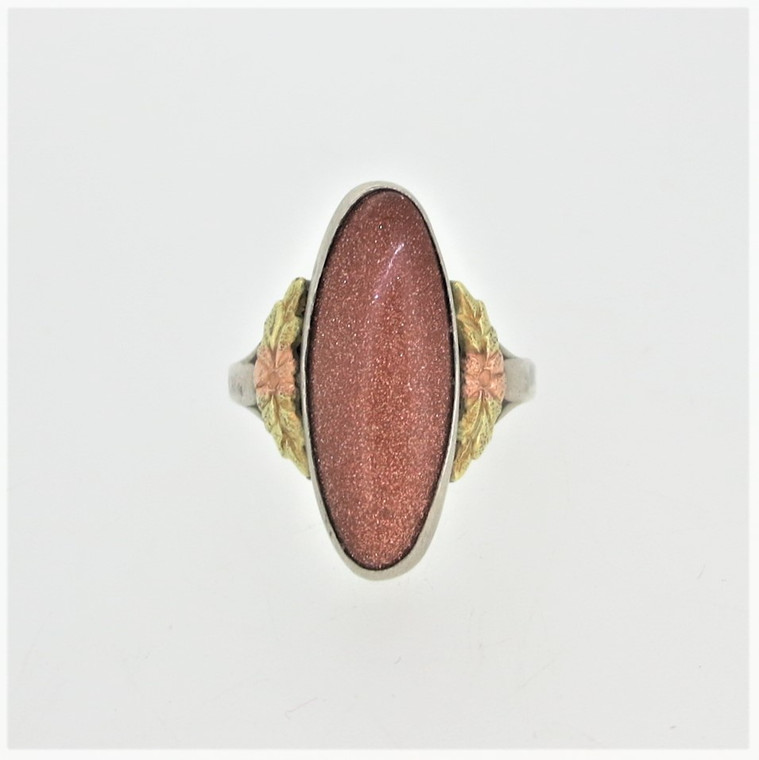 S. P. Co. Sterling Silver BHG Accents Oval Cabochon Goldstone Ring Size 7.5