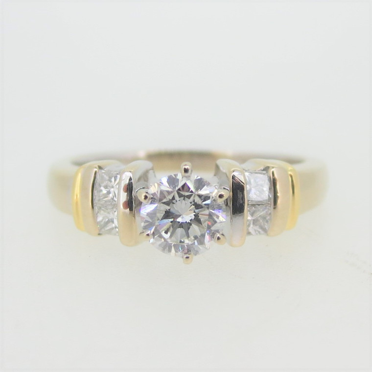 18k 2-Tone Gold Approx .40ct Diamond Contemporary Style Engagement Ring Size 7 1/4