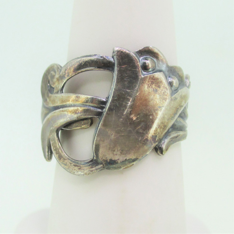 Sterling Silver Tulip Shaped Spoon Ring Size 4.75