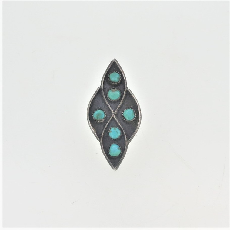 Sterling Silver Cabochon Turquoise Cluster Shadow Box Ring Size 5
