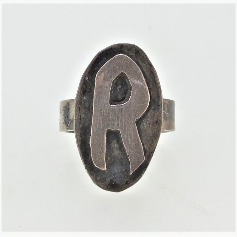 Vintage Unmarked Sterling Silver Initial R Ring Size 6.5