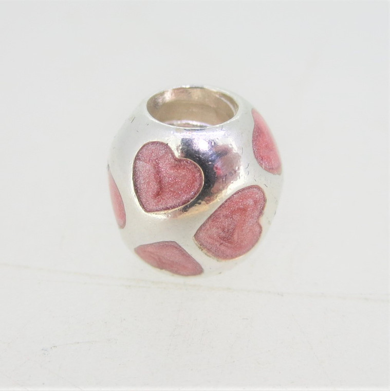 Pandora Sterling Silver Love You with Pink Enamel Charm Bead Retired