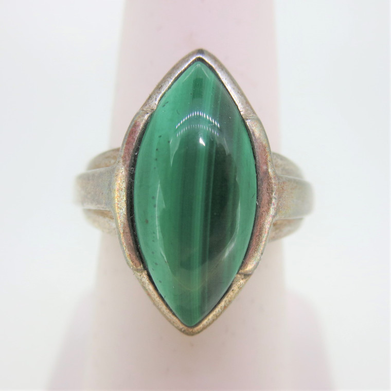 Sterling Silver Malachite Ring Size 6 1/4