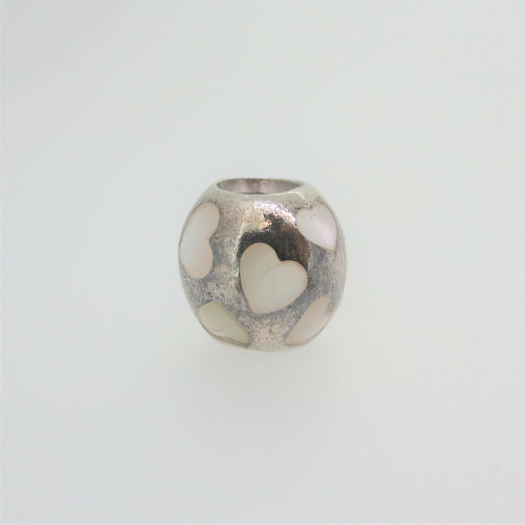 Sterling Silver Pandora Love Me MOP Hearts Bead Charm