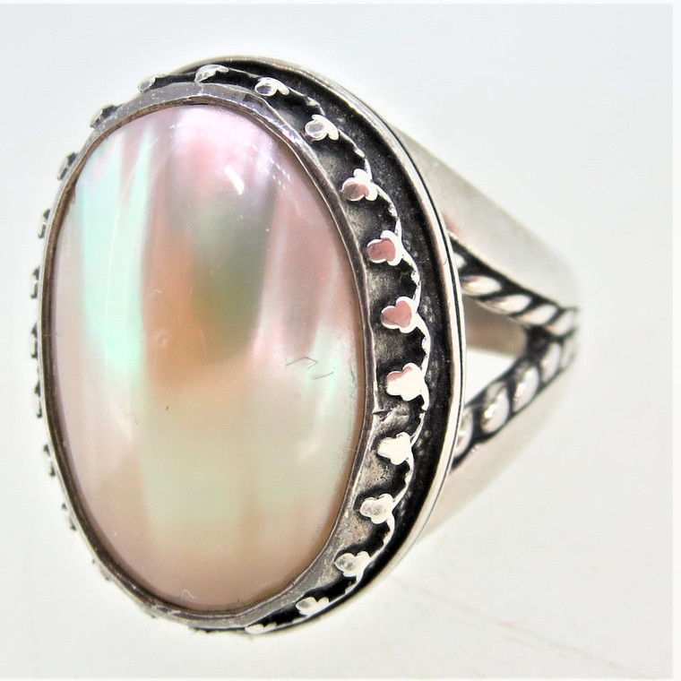 Carolyn Pollack Sterling Silver Mother of Pearl Ring Size 9 1/2