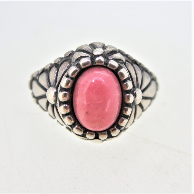 Sterling Silver Shube Rhodochrosite Ring Size 5 1/4