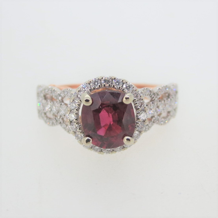 14k 2-Tone Gold 1.55ct Ruby & .51ct Diamond Fashion Ring Size 7