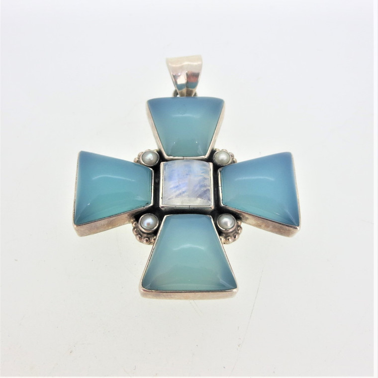 Nicky Butler Sterling Silver Blue Cross Pendant