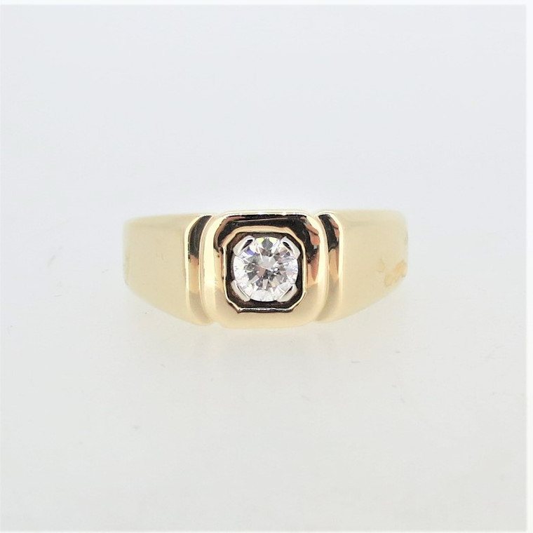 14K Yellow Gold APP .50ct Round Diamond Mens Wedding Band Size 13.5