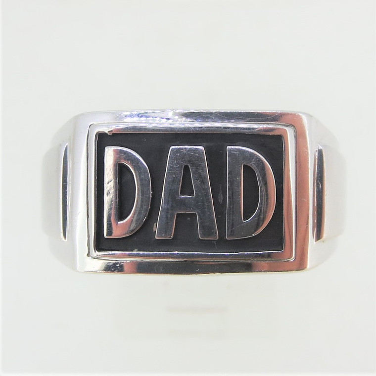 Sterling Silver Reversible "Dad" Ring with Diamonds on the Other Side Size 10.5