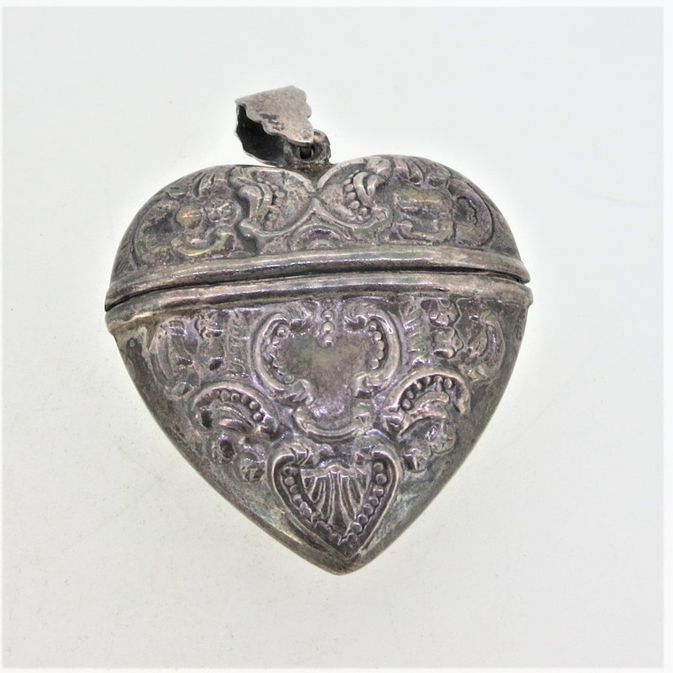 Sterling Silver Top Loading Puffy Heart Locket Pendant