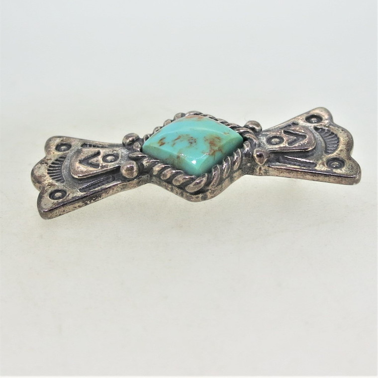 Carlisle Jewelry Albuquerque Sterling Silver Native Turquoise Bowtie Pin
