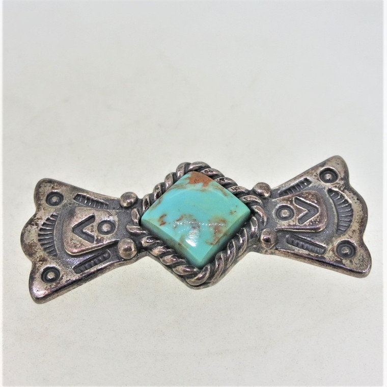 Carlisle Jewelry Albuquerque Sterling Silver Native Turquoise Bowtie Pin