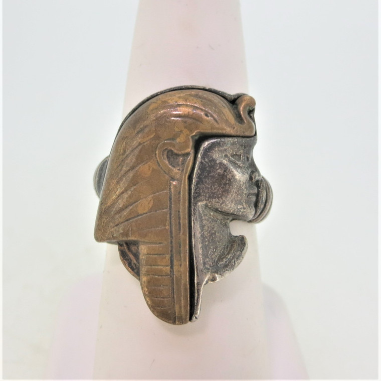 Sterling Silver Two Toned Egyptian Head Size 6 3/4
