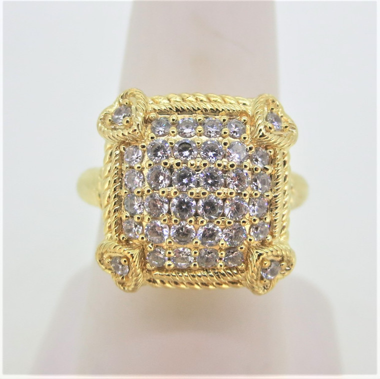 Sterling Silver Judith Ripka Gold Tone Ring with CZ Size 7