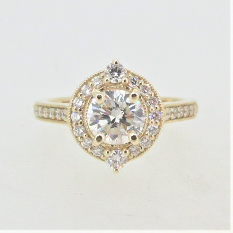 14K Yellow Gold .80ct Round Diamond Vintage Inspired Engagement Ring Size 6.25