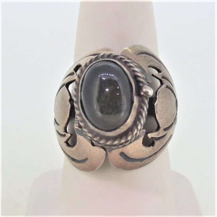 Sterling Silver Mexican Onyx Poison Adjustable Ring