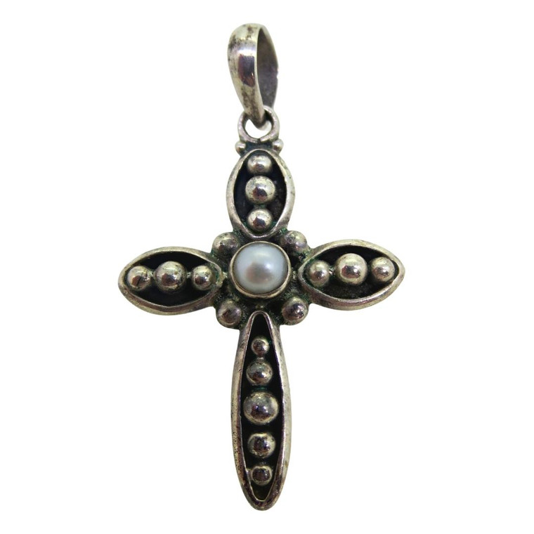 Silpada Sterling Silver Pearl Cross Pendant