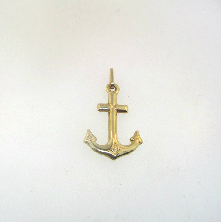 18k Yellow Gold Anchor Sailor Charm Pendant