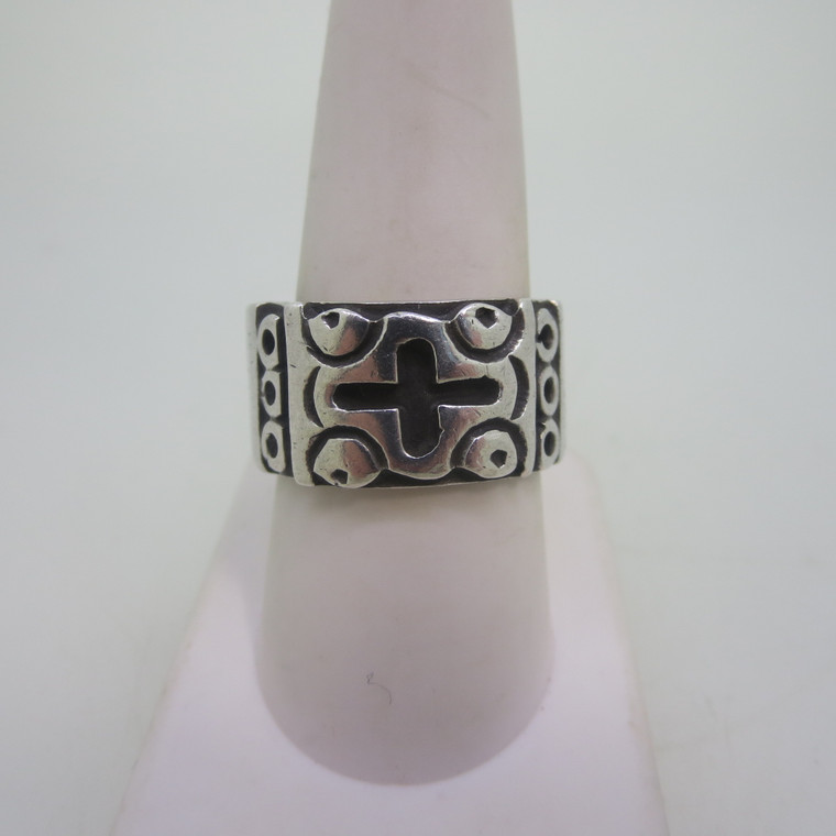 Taxco TC-211 Sterling Silver Cross 9.5 Ring