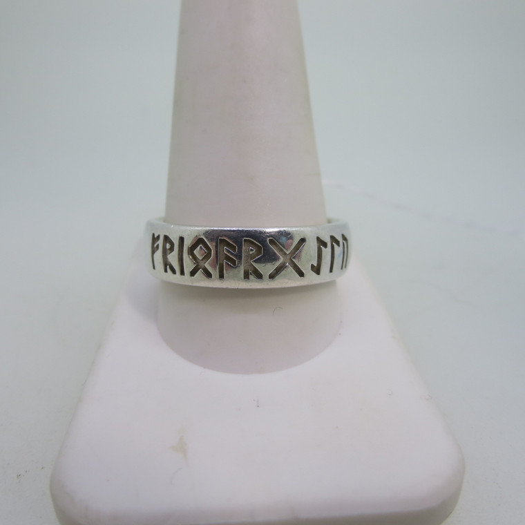 Sterling Silver Norse Runes Engraved Ring Size 12
