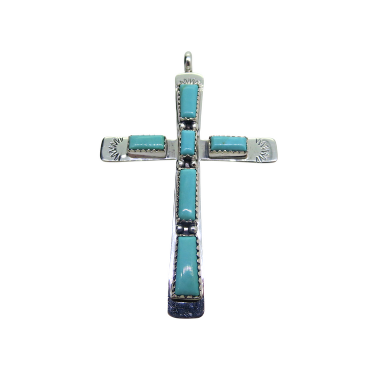 Desert Rose Trading Sterling Silver Turquoise Cross Pendant