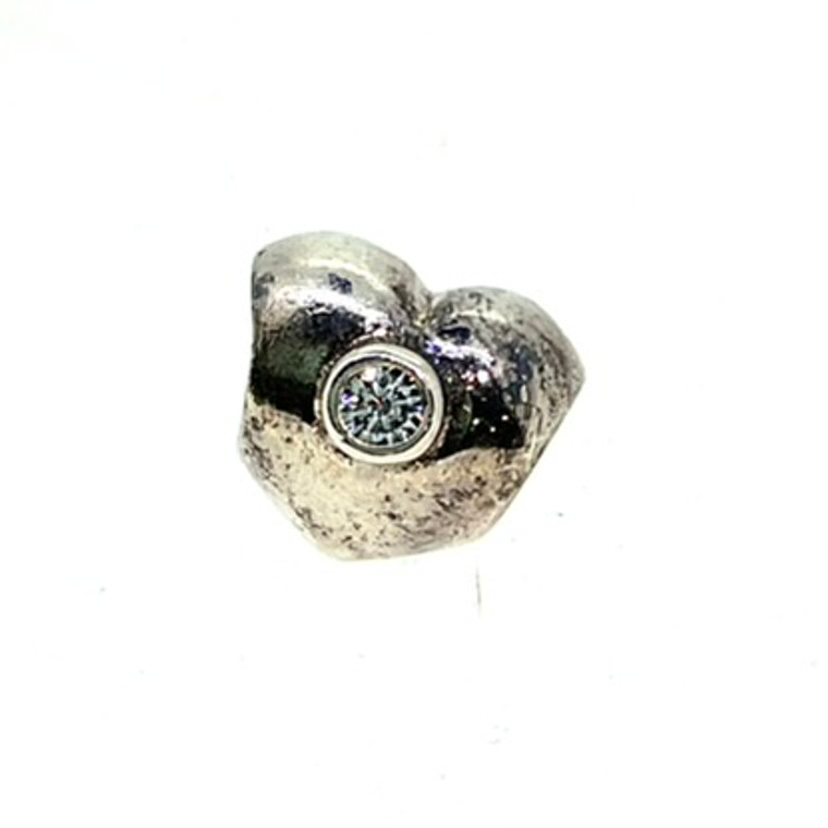 Pandora Sterling Silver with Clear CZ Silver Heart Charm