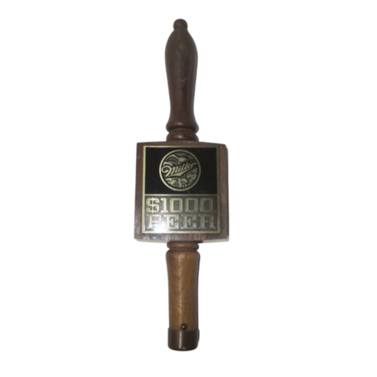 Vintage Miller Brewing Co. $1000 Beer Wood Embossed Metal Tap Handle Lever