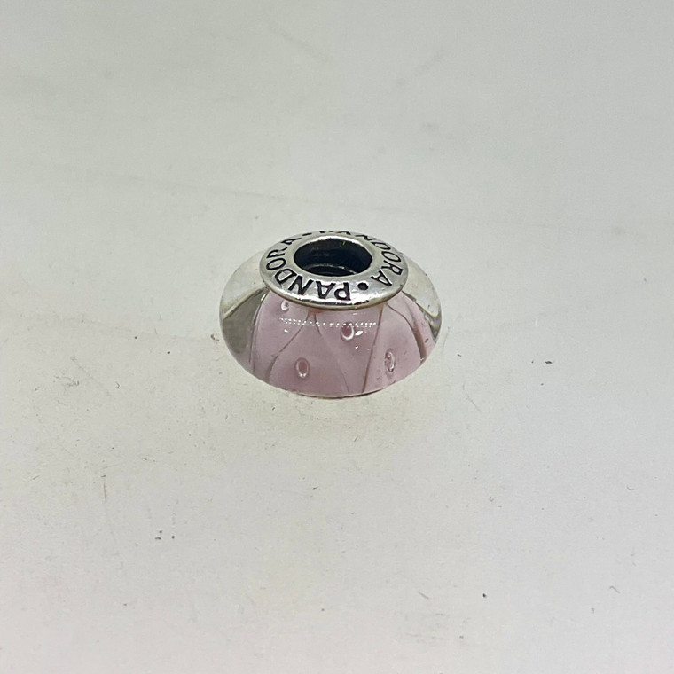 Pandora Sterling Silver Murano Glass Pink ‘Looking Glass’ Charm