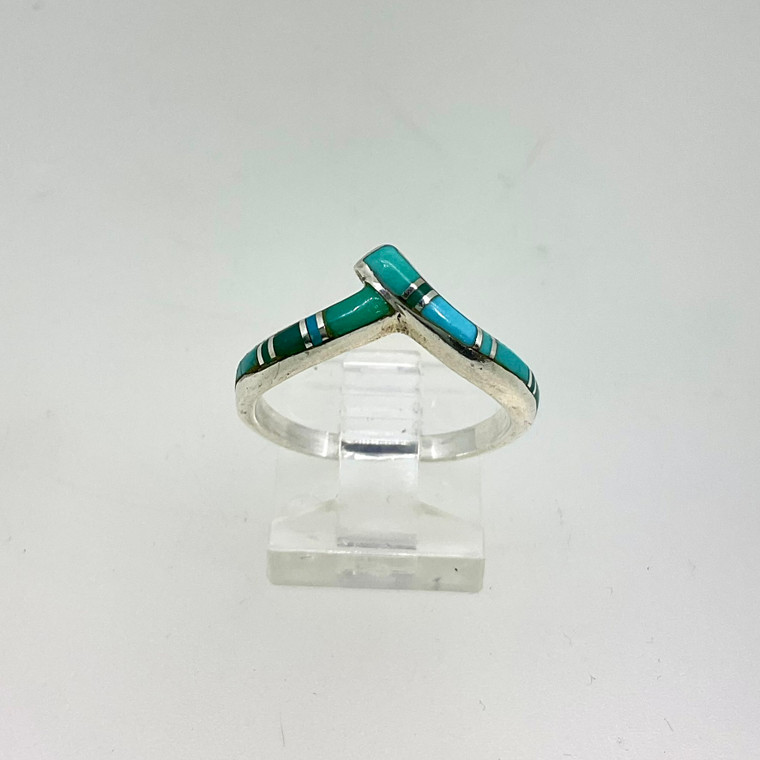 Sterling Silver Turquoise Inlay Ring Size 7 ½