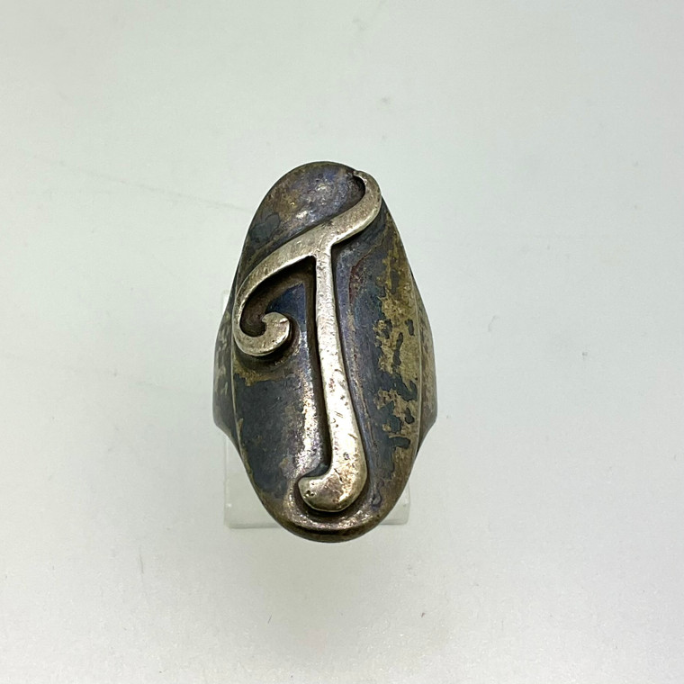 Sterling Silver ‘T’ Monogram Ring Size 6