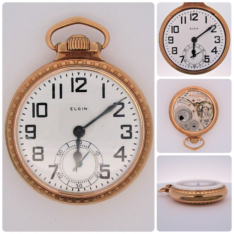 Vintage Elgin BW Raymond 478 21j 16s Model 15 Gold Filled RR Pocket Watch 1925