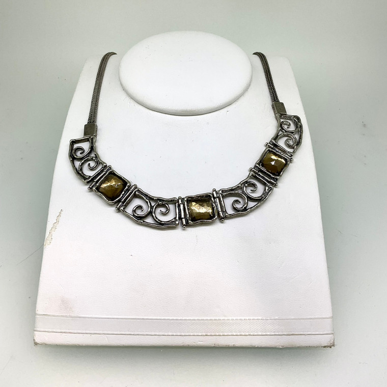 Sterling Silver and Smoky Quartz Vintage Necklace