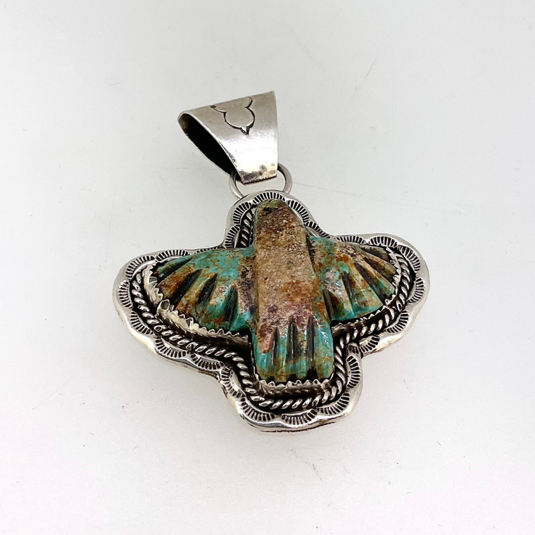 Sterling Silver and Turquoise Navajo Thunderbird Pendant