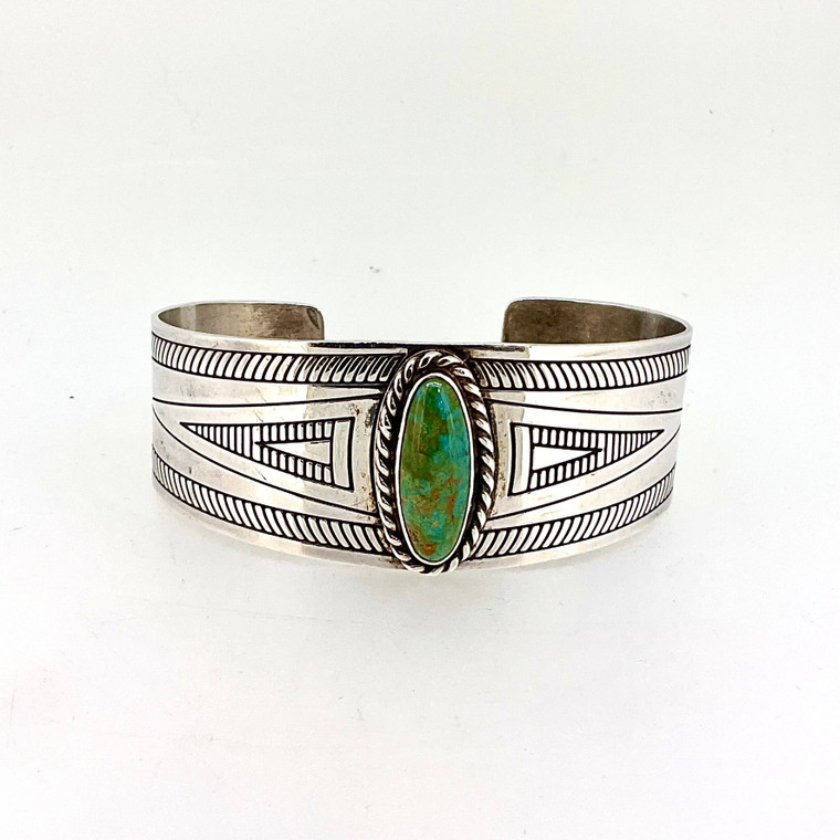 Sterling Silver and Royston Turquoise Carol Felley Cuff Bracelet