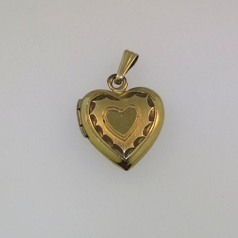 Vintage 14k Y Gold Filled Petite Watch Fob Heart Photo Locket Empty Signed JM