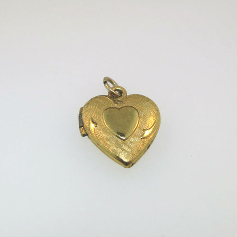 Vintage Yellow Gold Tone Petite Tiny Heart Watch Fob Locket Charm Empty Unsigned