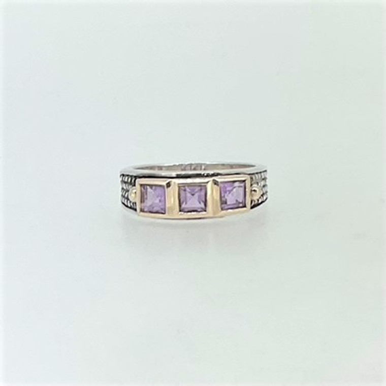 Sterling Silver 14k Amethyst Braided Ring Size 8