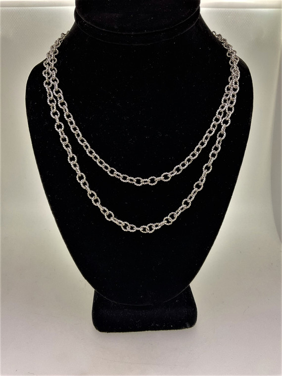 Sterling Silver Ann King Twist Rope Link Double Strand Necklace