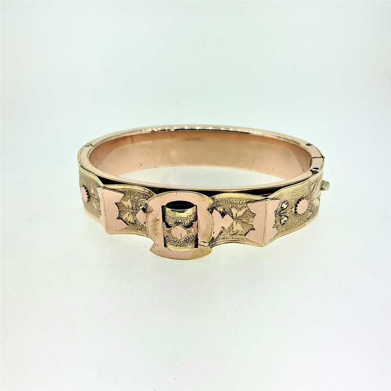 Vintage Gold Filled Victorian Rose-Gold Bangle Cuff Bracelet