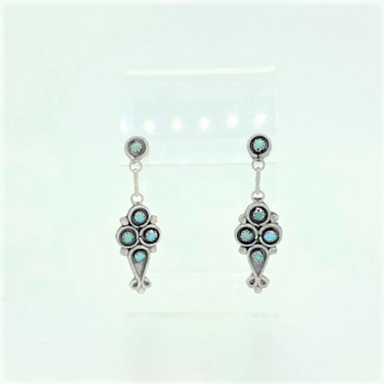 Sterling Silver Turquoise Multi Stone Pierced Dangle Earrings