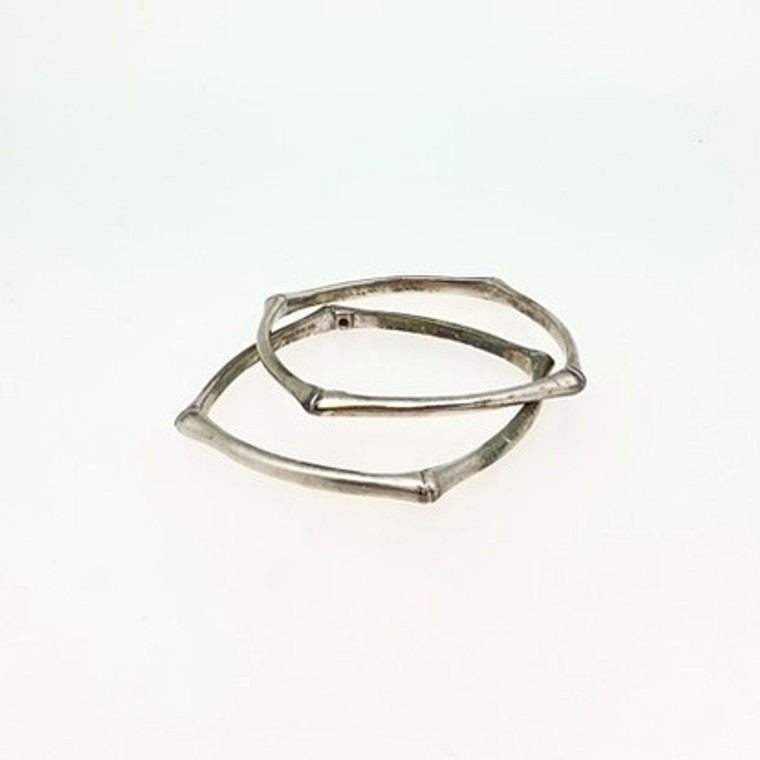 Elle Sterling Silver Bangle Bracelet Set Of 2