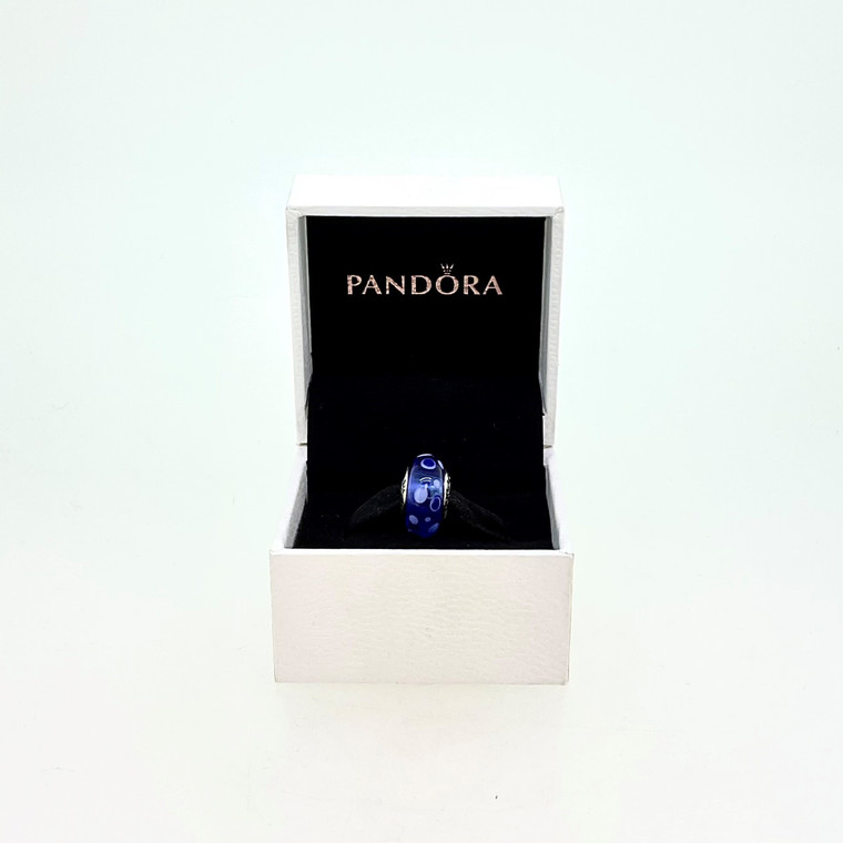 Retired Pandora Blue Bubbles Murano Glass Bead Charm